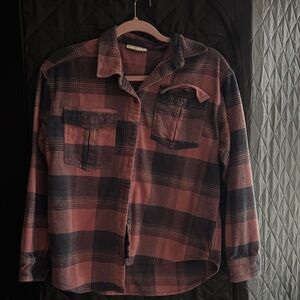 Plaid Button Down Shirt - Pink and Black